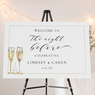 Champagne Wildflowers Night Before Wedding Welcome Foam Board