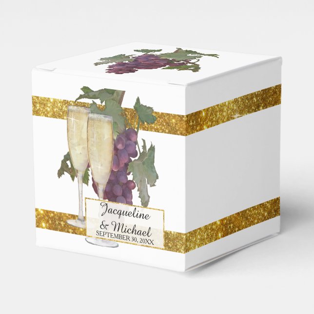 Champagne Winery Grapes Vineyard Wedding Reception Favor Boxes (Front Side)