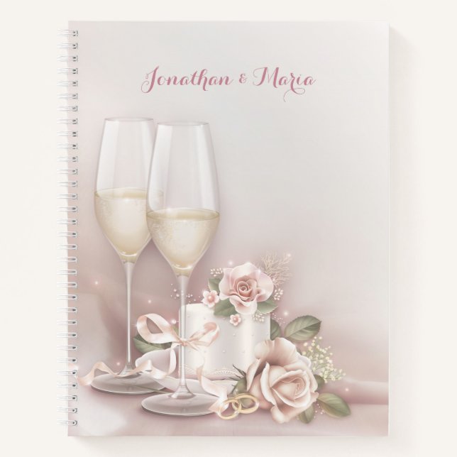 Champagne with Cake and Roses Notebook (Front)