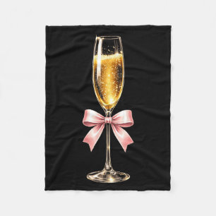 Champagne With Nk Bow For Women Luxurious New Year Fleece Blanket