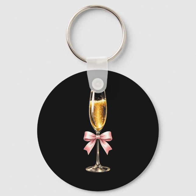 Champagne With Nk Bow For Women Luxurious New Year Keychain (Front)
