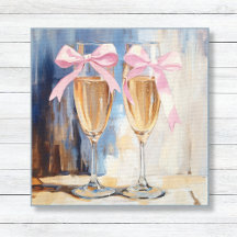 Champagne with Pink Bows Unique Bridal Shower Gift