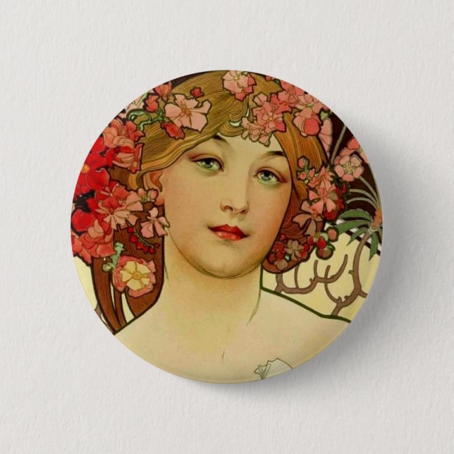 Champagne Woman 1897 - F. Champenois Imprimeur Button (Front)