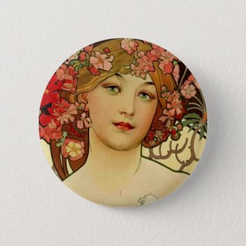 Champagne Woman 1897 - F. Champenois Imprimeur Button by hermoines at Zazzle