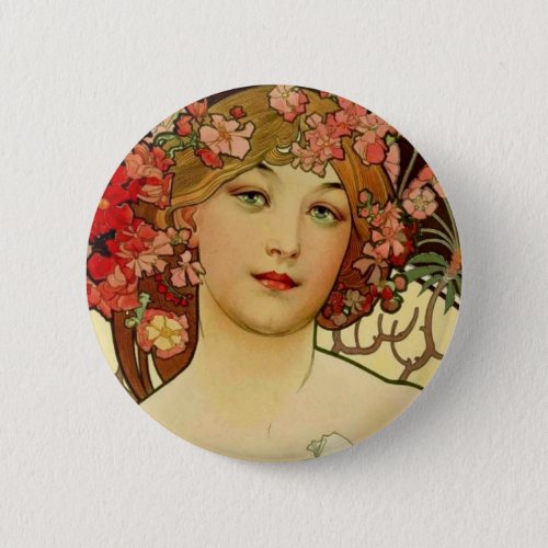 Champagne Woman 1897 _ F Champenois Imprimeur Button