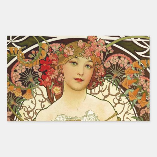 Champagne Woman 1897 _ F Champenois Imprimeur Rectangular Sticker