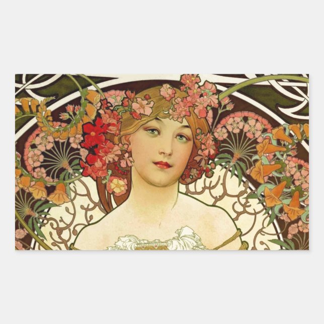 Champagne Woman 1897 - F. Champenois Imprimeur Rectangular Sticker (Front)