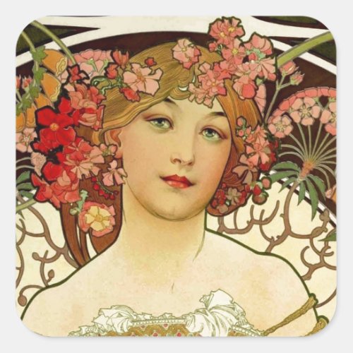 Champagne Woman 1897 _ F Champenois Imprimeur Square Sticker