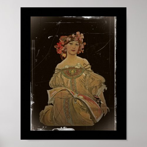 Champagne Woman on Black Poster