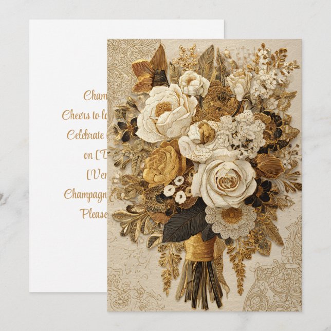 Champagne & Years | Bouquet of Cheer Invitation (Front/Back)
