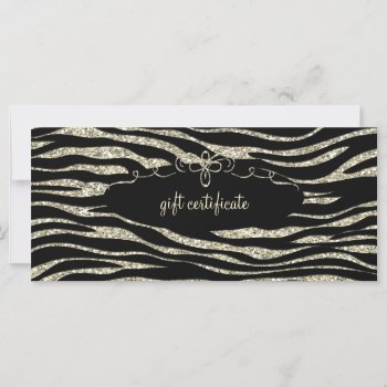Champagne Zebra Gift Certificate : Rack Card by luckygirl12776 at Zazzle
