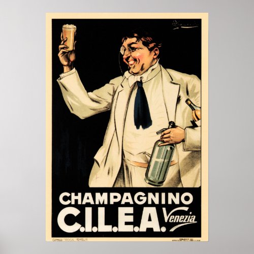 CHAMPAGNINO CILEA Venice Italian Wine Liquor Ad Poster