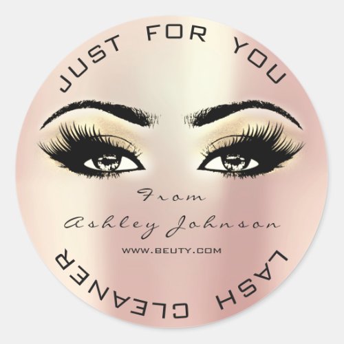 Champaign Beauty Glitter Coral Lash Makeup Cleaner Classic Round Sticker