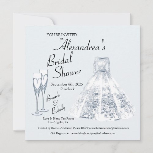 Champaign Brunch  Bubbly Bridal Shower  Invitation