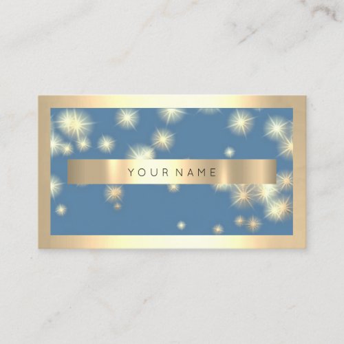 Champaign Gold Frame Blue Gold Stars  Event  Business Card