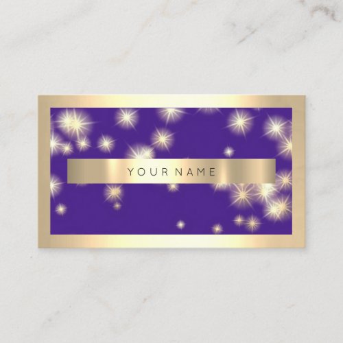 Champaign Gold Frame Blue Navy Gold Stars  Business Card