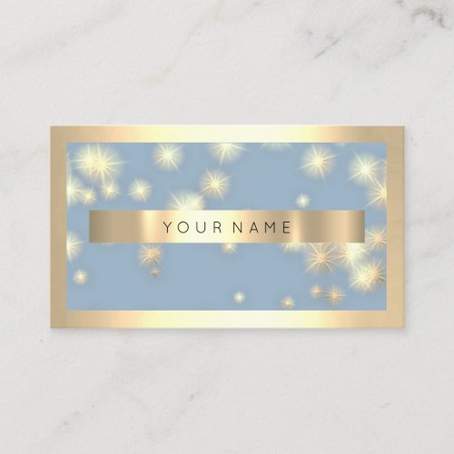 Champaign Gold Frame Blue Pastel Gold Stars  Business Card