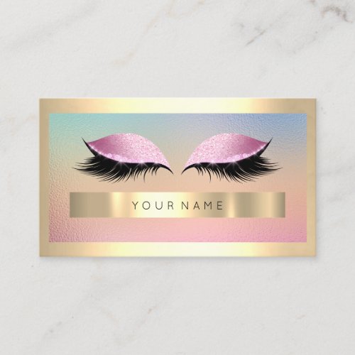 Champaign Gold Frame Metal Ombre Pink Rose  Makeup Business Card