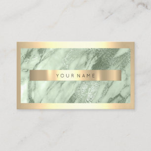 Champaign Gold Frame Metallic Sparkly Mint Marble Business Card