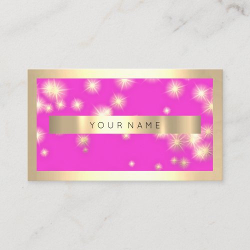 Champaign Gold Frame Pink Fuchsia Gold Stars  Business Card