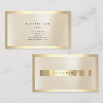 Champaign Gold Glass Frame Metallic Minimal Ivory Business Card | Zazzle