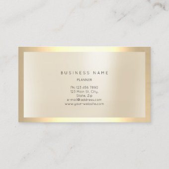 Champaign Gold Glass Frame Metallic Minimal Ivory Business Card | Zazzle