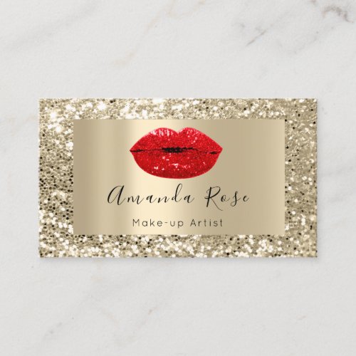 Champaign Gold MAKE_UP ARTIST RED KISS LIPS Appointment Card