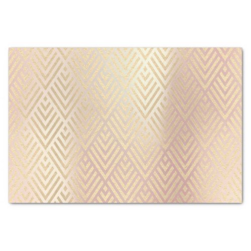 Champaign Gold Metallic Pink Rose Chevron Art Deco Tissue Paper