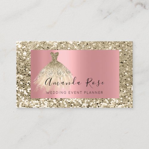 Champaign Gold Wedding Event Planner Fashion Rose Appointment Card