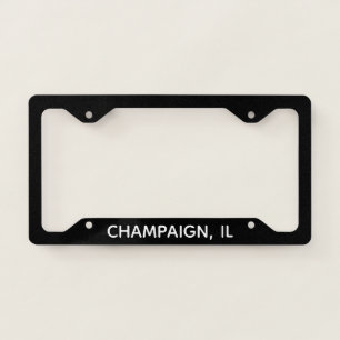 Champaign IL, Illinois Black License Plate Frame