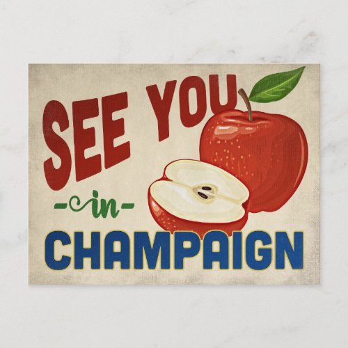 Champaign Illinois Apple _ Vintage Travel Postcard