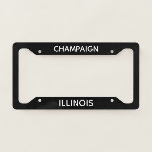 Champaign Illinois Black License Plate Frame
