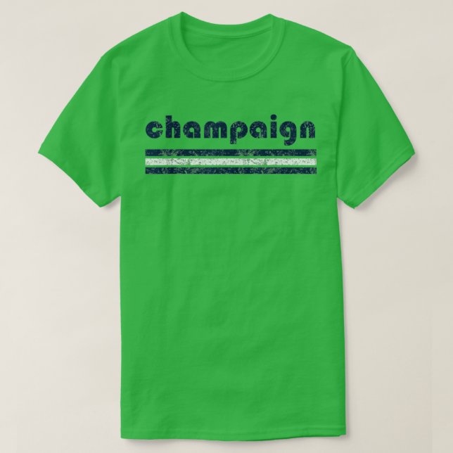 Champaign Illinois Retro Vintage Weathered  T-Shirt (Design Front)