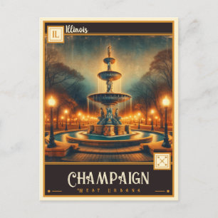 Champaign, Illinois Vintage Postcard