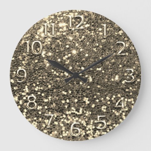 Champaigne Faux Gold Arabic Numbers Glitter Large Clock