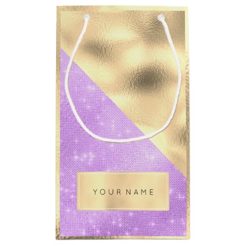 Champaigne Faux Gold Name Purple Violet Lavender Small Gift Bag