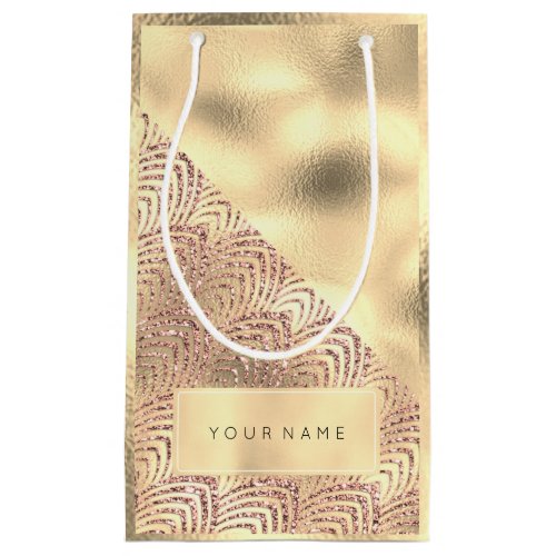 Champaigne Faux Gold Name Scales Art Deco Rose Small Gift Bag