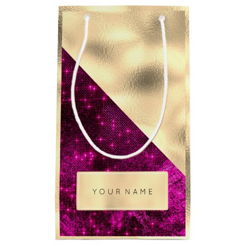 Champaigne Faux Gold Name Spark Fuchsia Pink Small Gift Bag
