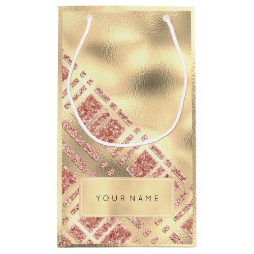 Champaigne Faux Gold Name Spark Geometry Rose Small Gift Bag