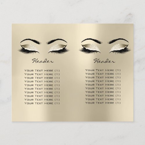 Champaigne Glitter Makeup Eye Lash Prices Leaflet Flyer