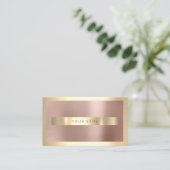 Champaigne Gold Frame Blush Rose Gold Minimal Business Card (Standing Front)