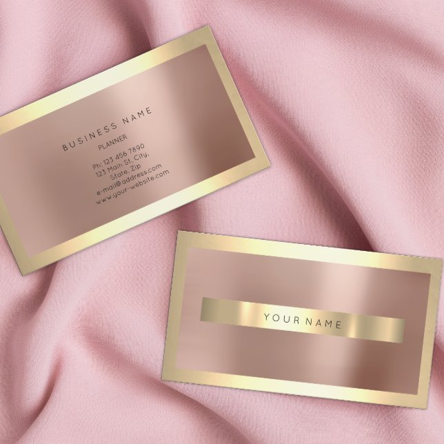 Champaigne Gold Frame Blush Rose Gold Minimal Business Card
