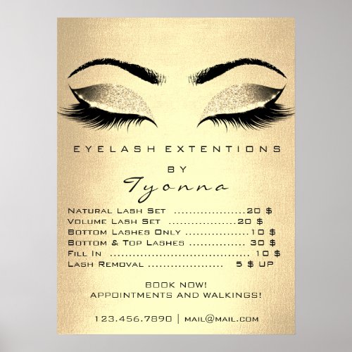 Champaigne Gold Makeup Artist Eyes Lashes Prices Poster