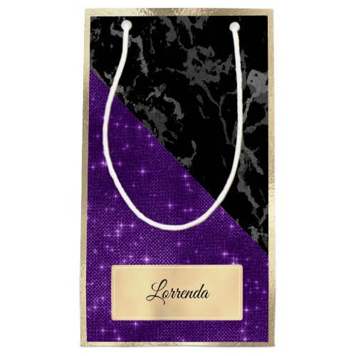 Champaigne Gold Purple Violet Marble Black Gray Small Gift Bag