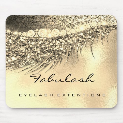 Champaigne Lux Gold Glitter Beauty Lashes Name Mouse Pad