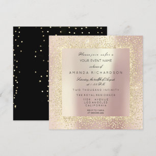 Champaigne Sepia Gold Glitter Confetti Rose Pearl Invitation