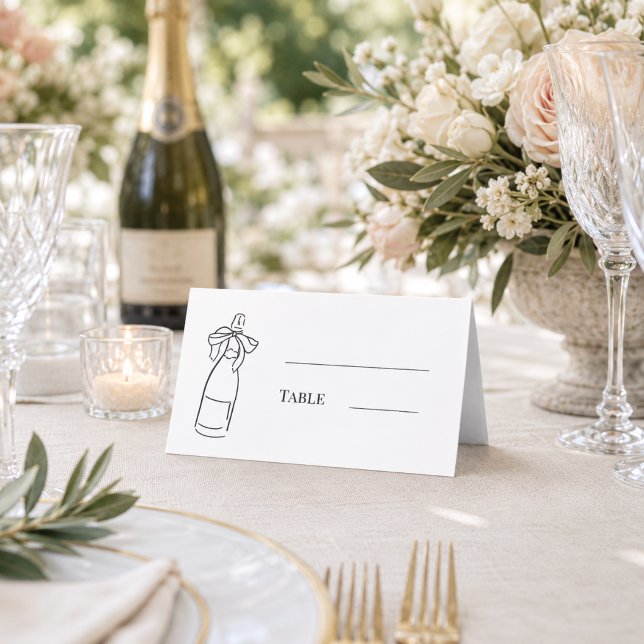 Champange bottle hand-drawn party place card (Creator Uploaded)