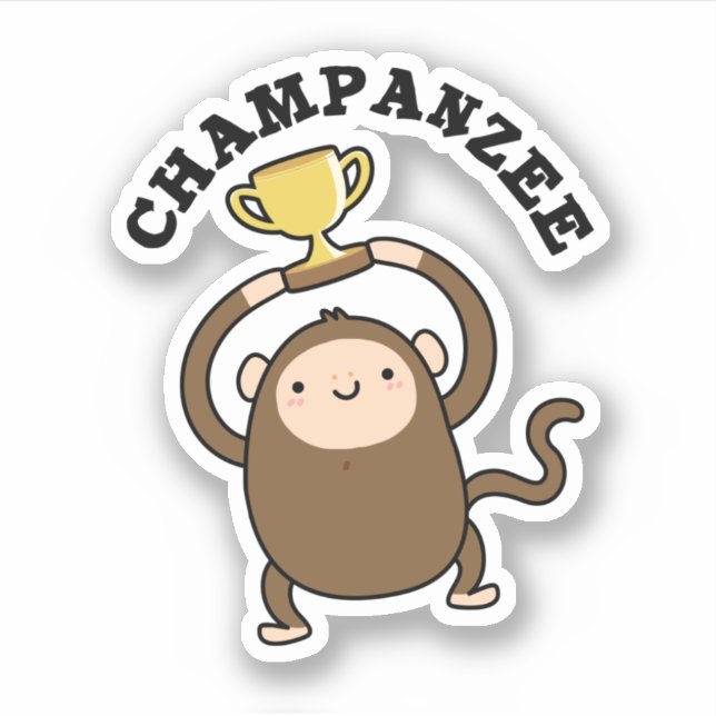 Champanzee Funny Champion Chimpanzee Pun  Sticker (Front)