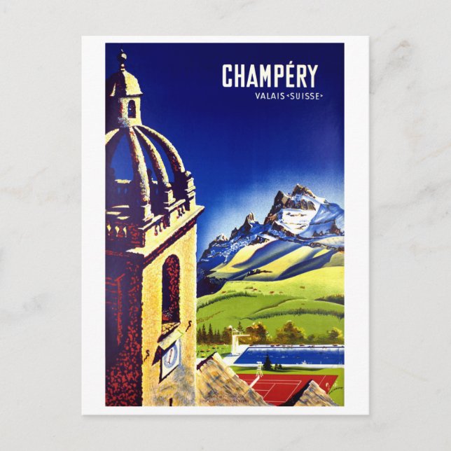 Champéry, Valais, Switzerland. Vintage travel Postcard (Front)