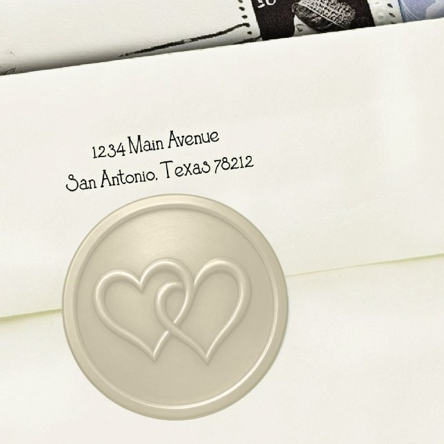 Champgne Two Hearts Intertwined Wedding Classic Round Sticker (Creator Uploaded)